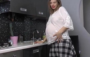 Pregnant Lina Strips Nude coupled with Masturbates!
