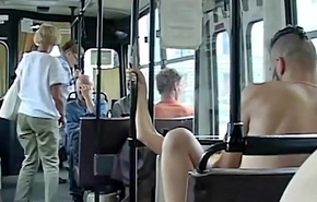 Extreme risky public transportation sex buckle in front of all the passengers