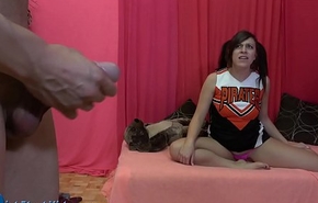CFNM Teen Cheerleader in Ponytails Dick-Flashing and Small Penis Abasement alongside Shelby Paris